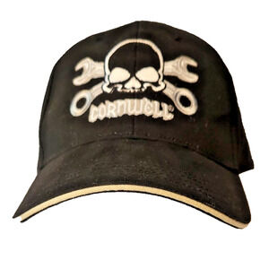 Vintage Cornwell Tools Skull Cross Wrench Black Adjustable Hat Embroidered OSFM
